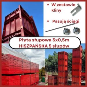 Płyta słupowa 3x0,5m zestaw (5 słupów)